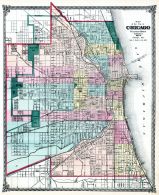 Chicago City Map, Illinois State Atlas 1875